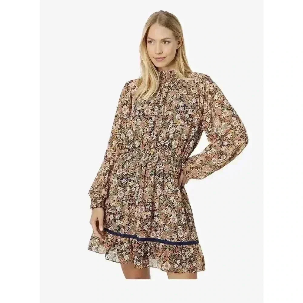 Lost + Wander Women's Black Floral Outpost Button Front Mini Dress Size Medium